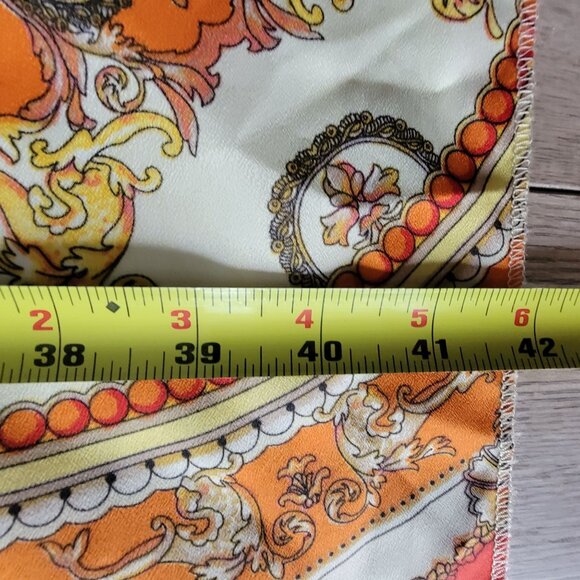 Danny & Nicole Orange Cream Baroque Print Shift Dress 22W Short Sleeve Bow Back - Picture 11 of 15